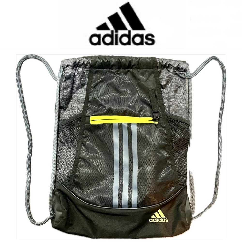 ADIDAS Alliance II drawstring Sackpack black/gray size 18x14 NWOT